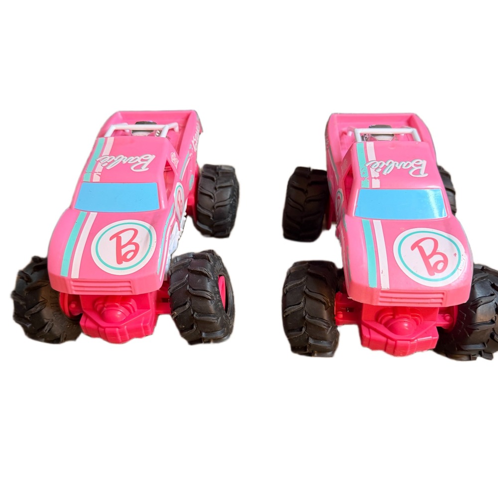 Hot Wheels Barbie Monster Trucks Pink HNV02 Set of 2 No Remotes